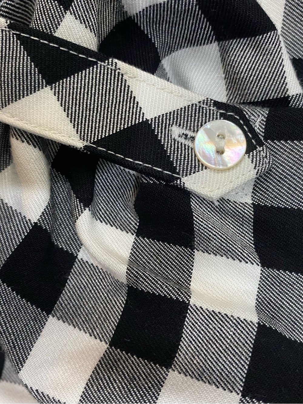 J. JILL Gingham Tunic Shirt Dress Roll Tab Sleeves Black/White Size Large - Picture 7 of 8